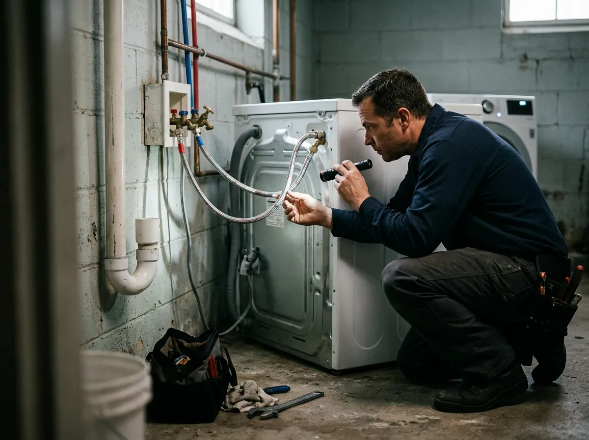 Our dishwasher, washing machine & ice maker hookups process, from assessment to final test