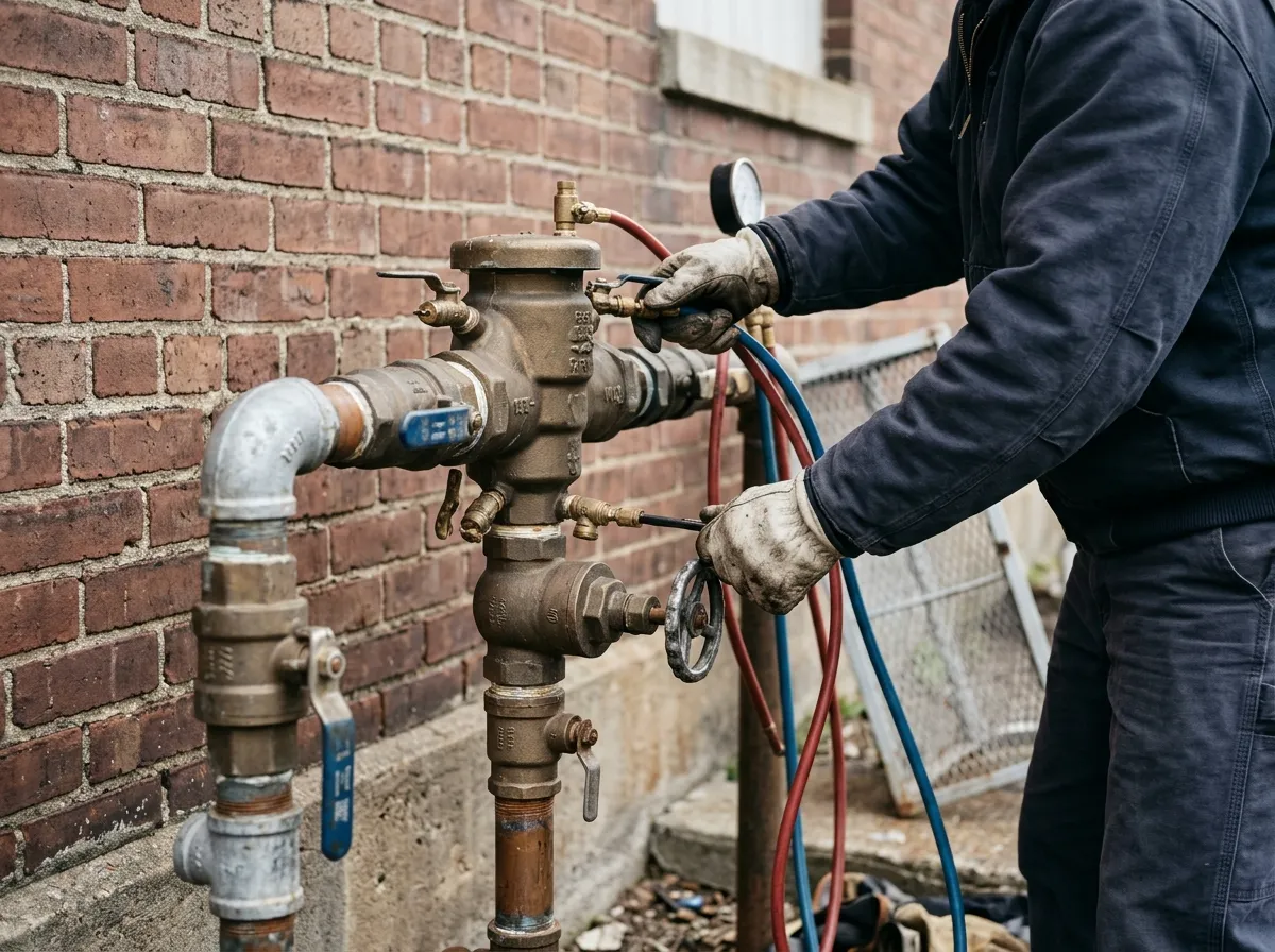 Our plumbers handling backflow testing, prevention & certification