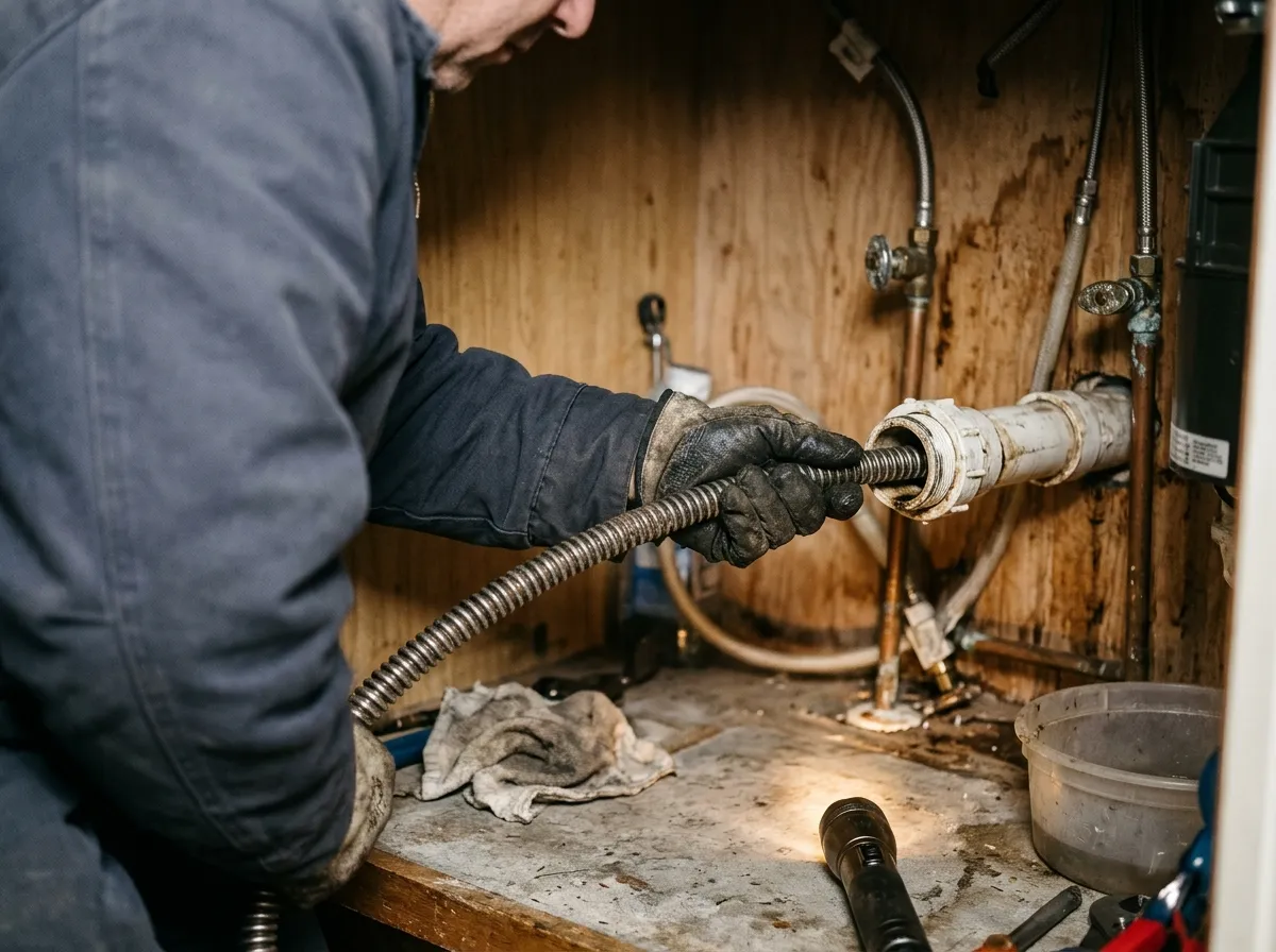 Our plumbers handling drain cleaning & unclogging