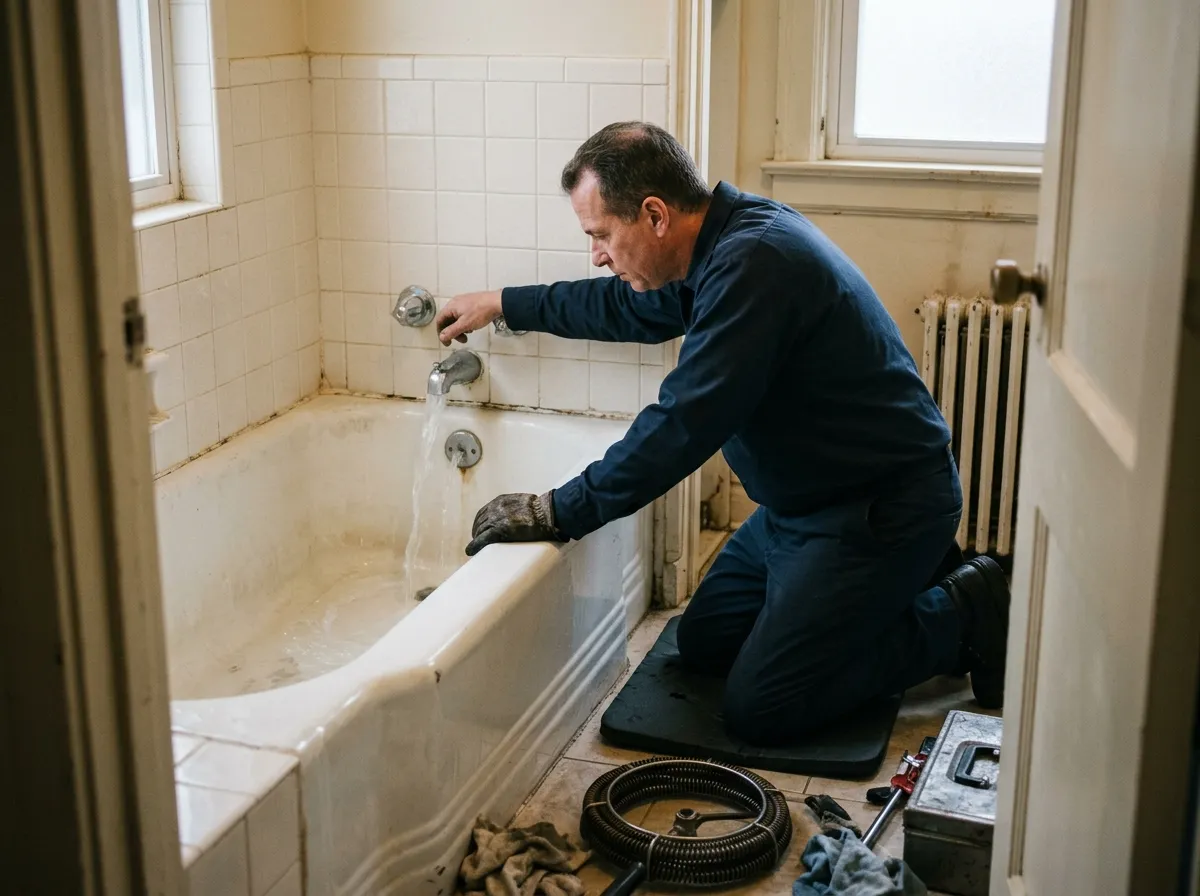 Our drain cleaning & unclogging process, from assessment to final test
