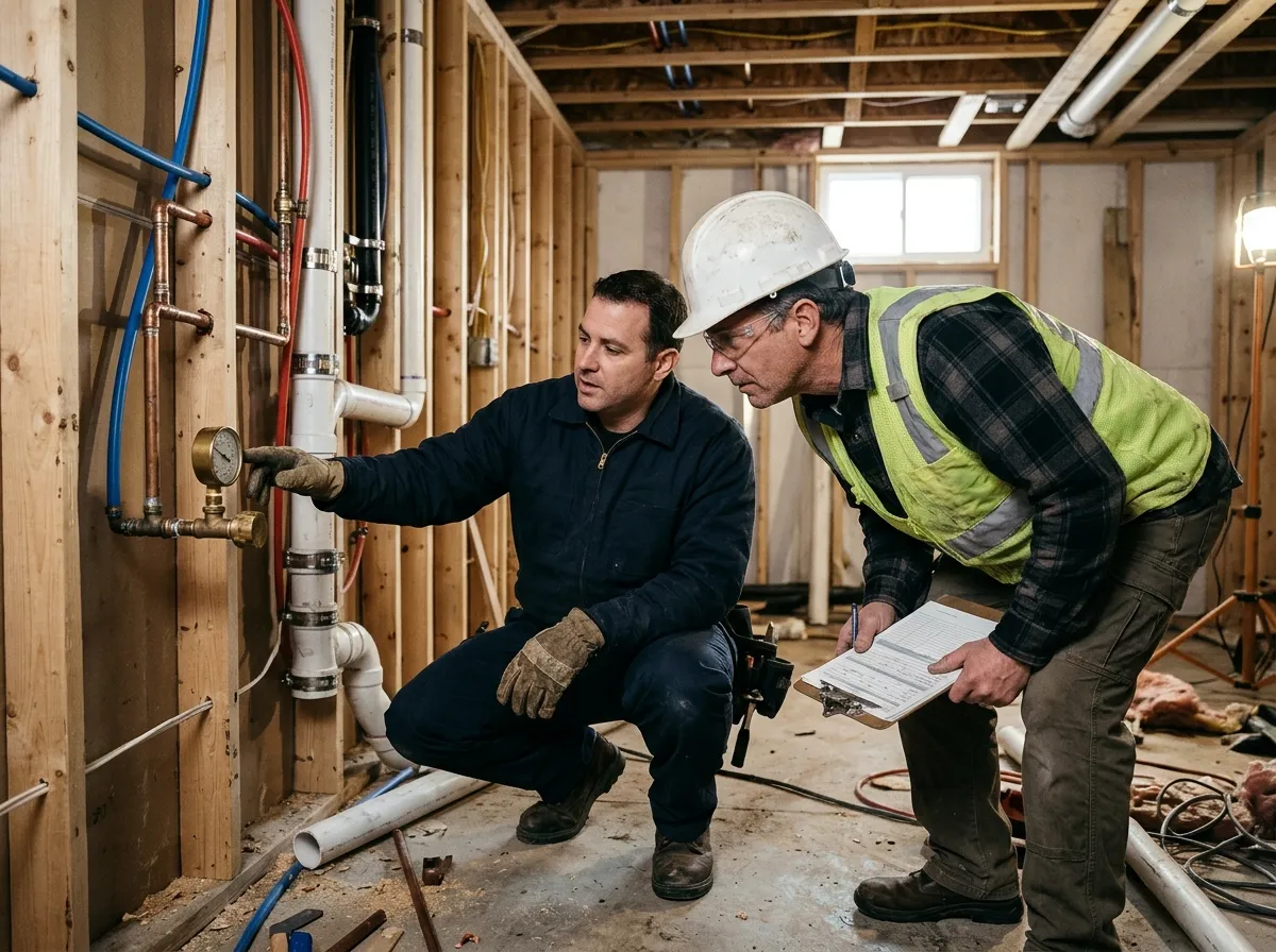Our new construction plumbing process, from assessment to final test