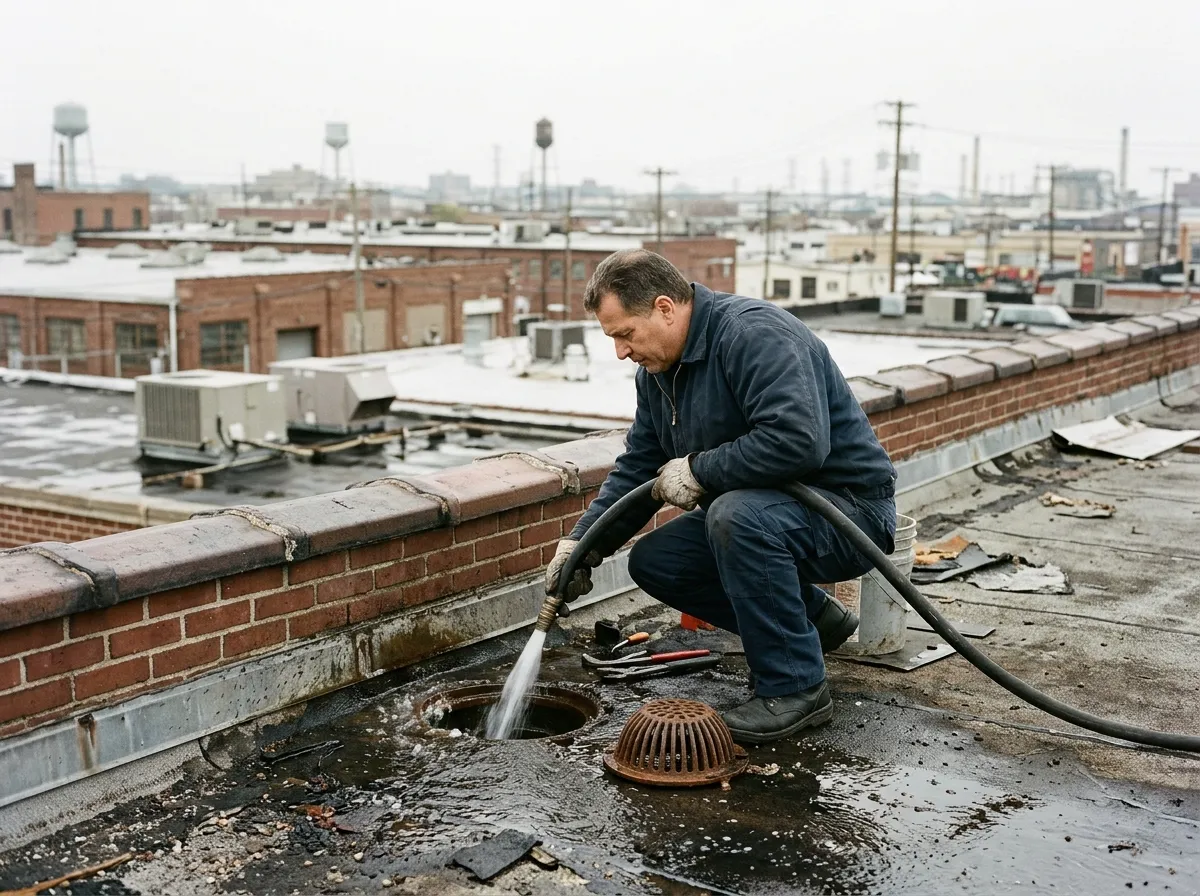 Our roof drain service process, from assessment to final test