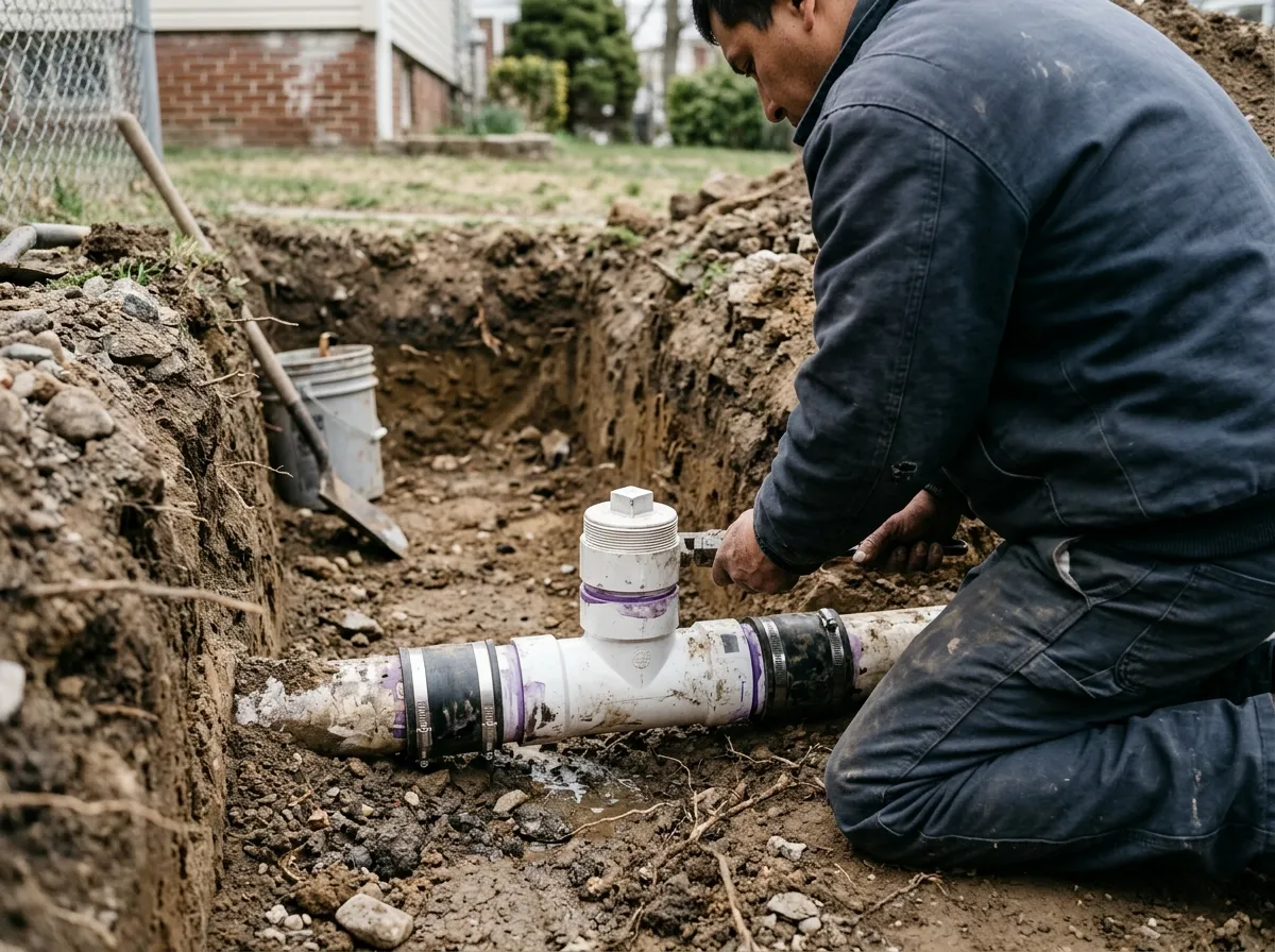 Our plumbers handling sewer cleanout installation