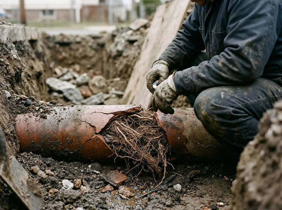 Our plumbers handling sewer line repair & replacement