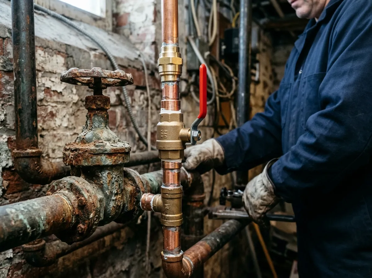 Our plumbers handling shut-off valve & hose bib replacement
