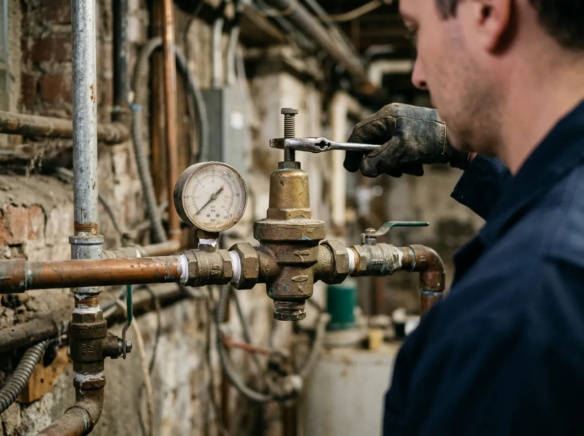 Our plumbers handling water pressure regulator services
